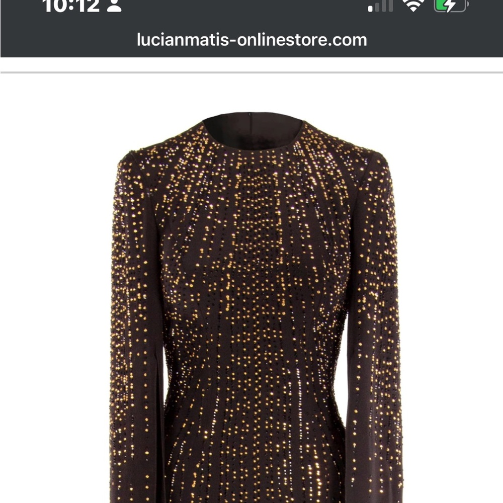 Sophisticated Long Sleeve Dress in Brown with Gold Details